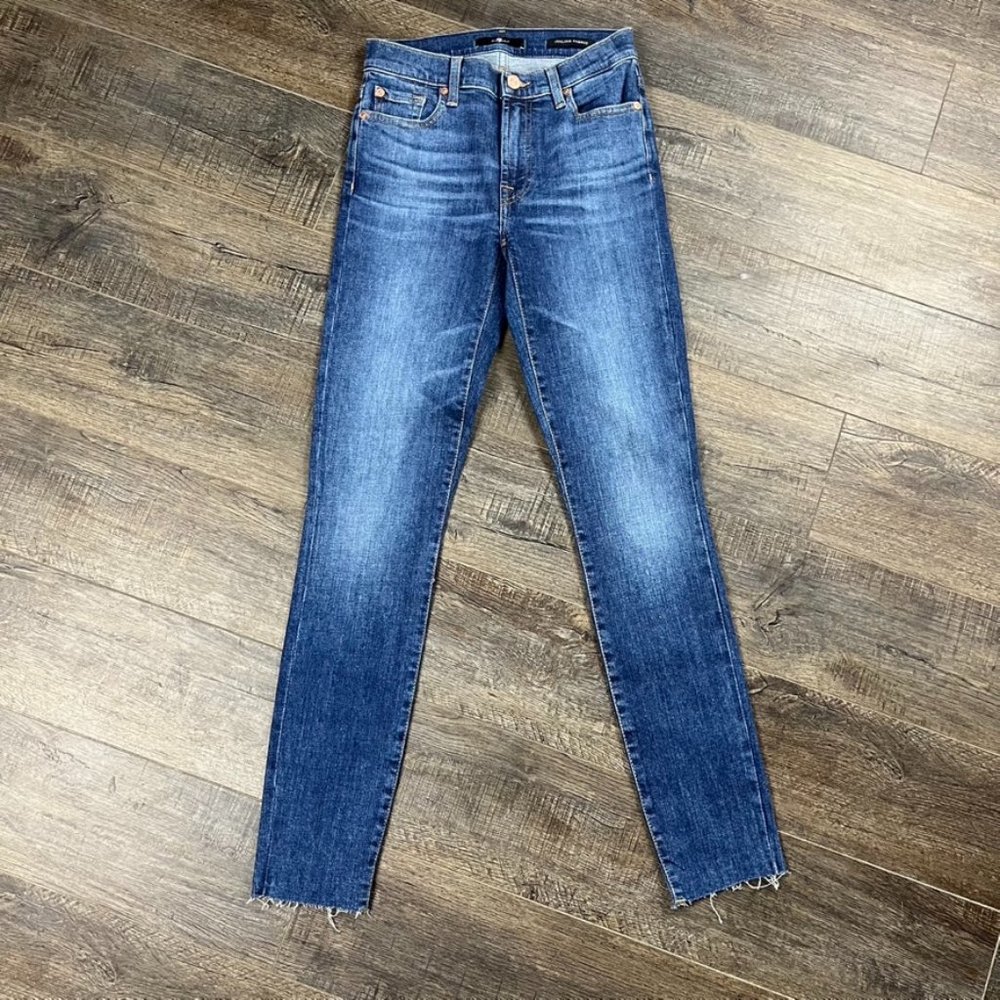 7 For All Mankind Blue Skinny Jeans Pants Denim ((size 25))